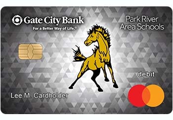 Example of Park River Area Schools debit card from Gate City Bank